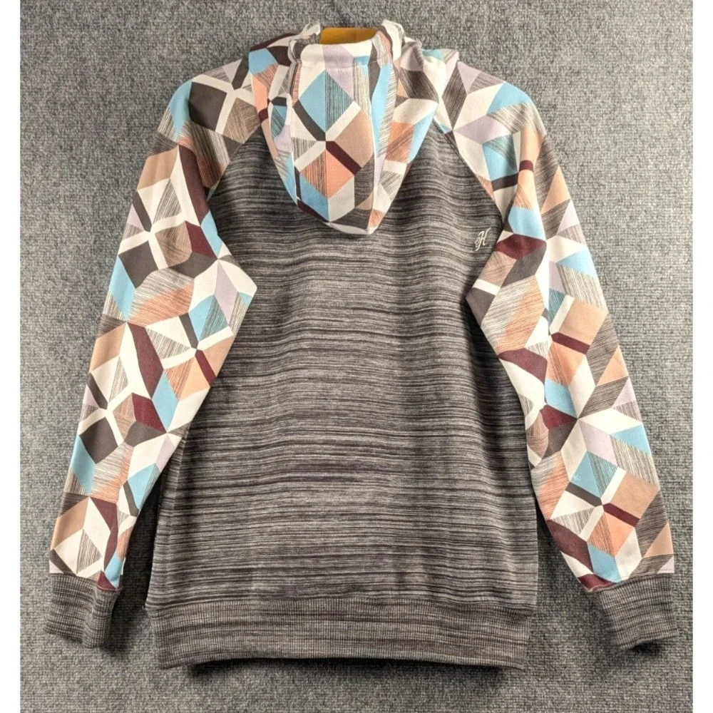 Hooey Hoodie Womens Size XL Gray Summit Space Dye Multicolor Pattern Hoody